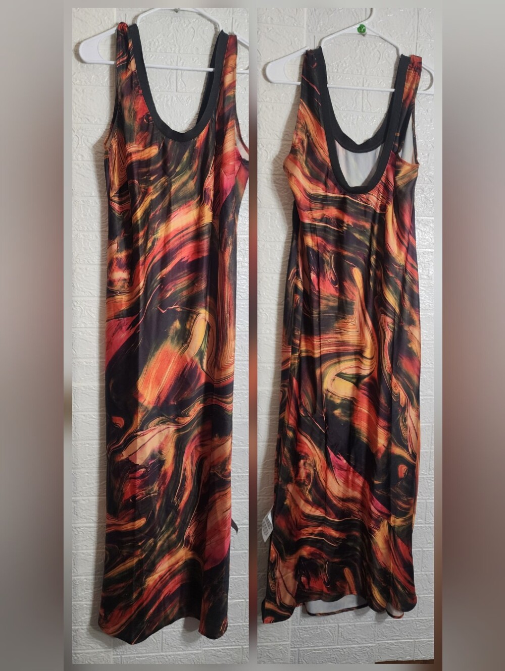 ASOS Swirl-Print Maxi Dress in Black, Orange and Red